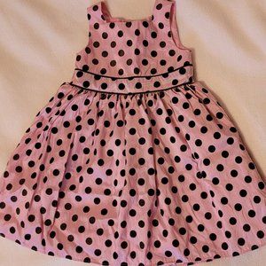 Girl's 4T Pink and Black Polka Dot Dress